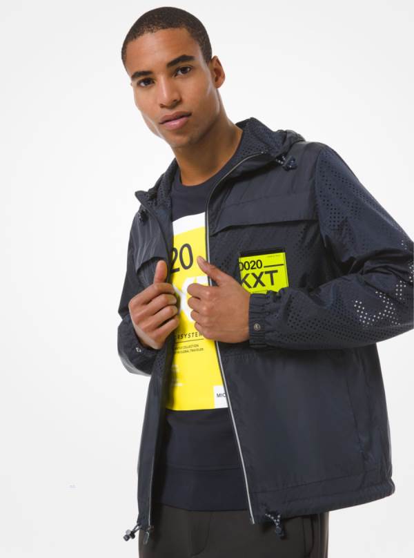 Panske Bundy Michael Kors KORS X TECH Packable Hooded Indigo - Oblecenie Michael Kors Obchod | EFPXB-8713